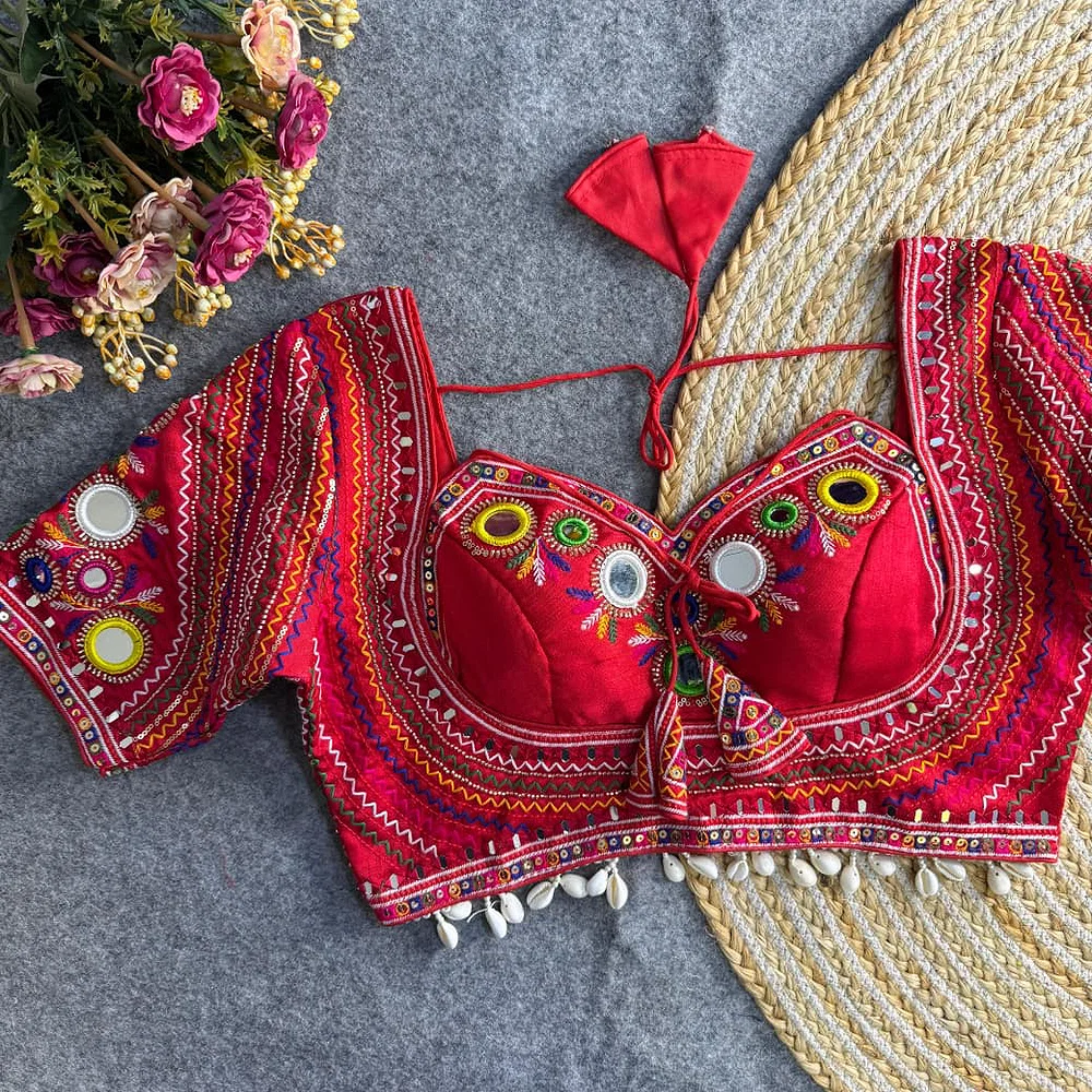 Red Color Navratri Special Readymade Blouse — view 1
