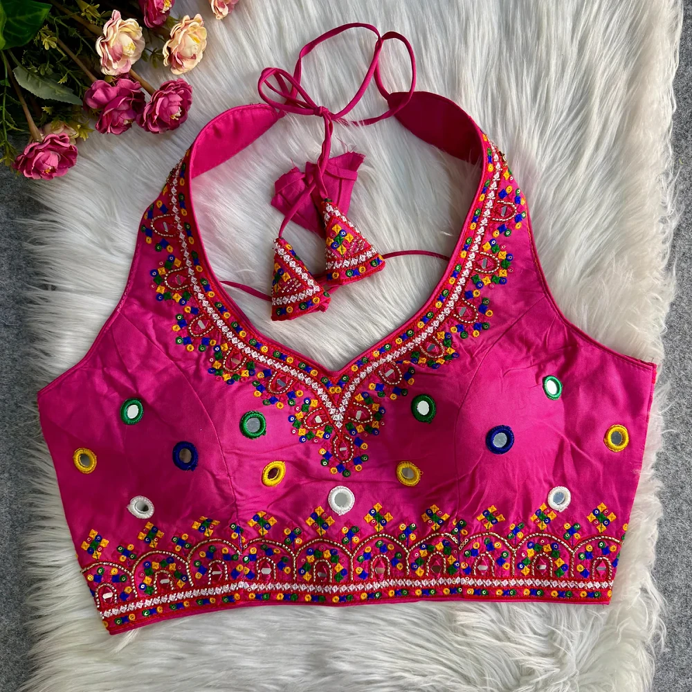 Rani Navratri Special Heavy Embroidery Sequence Mirror Work Readymade Blouse — view 1