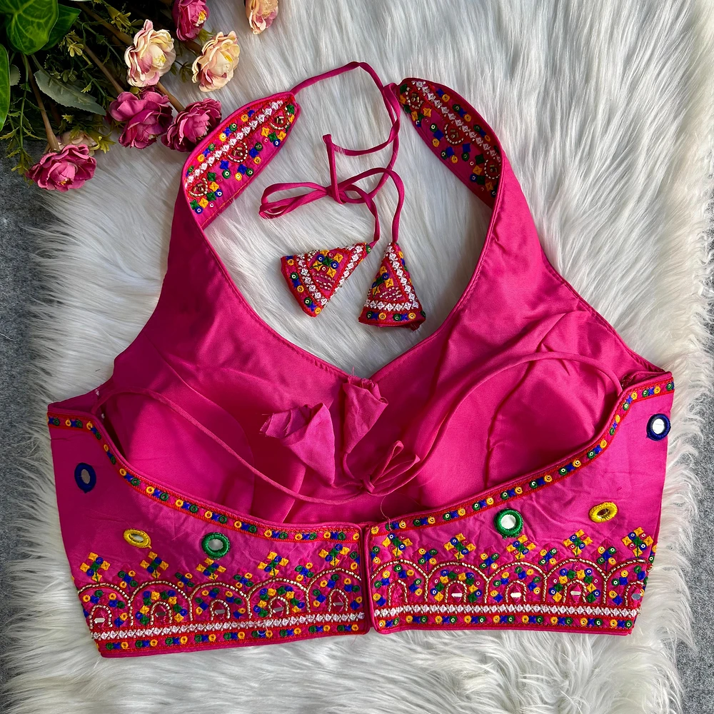 Rani Navratri Special Heavy Embroidery Sequence Mirror Work Readymade Blouse — view 2