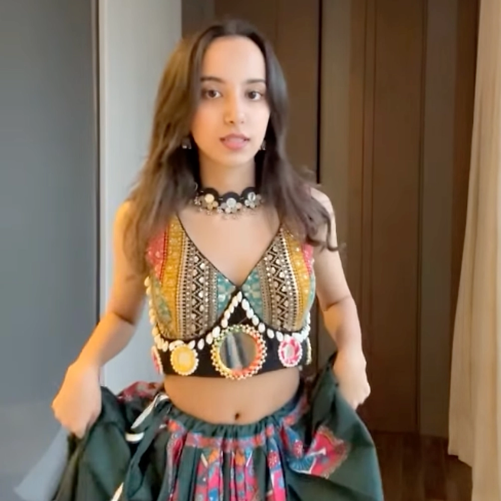Black Navratri Special Heavy Mirror Work Readymade Blouse — view 6