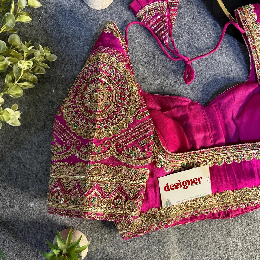 Rani Front Open Embroidery Work Gajji Silk Designer Blouse — view 4