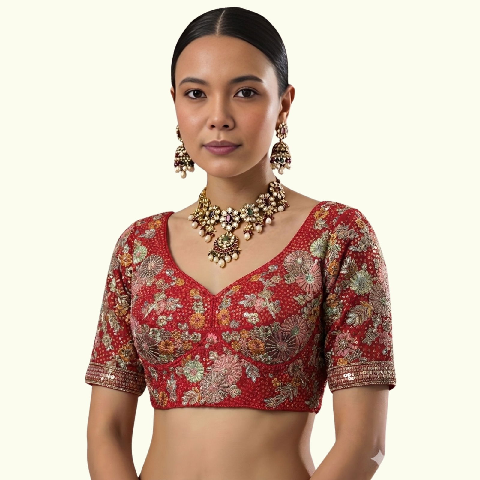 Red Color Sabyasachi Style Georgette Blouse