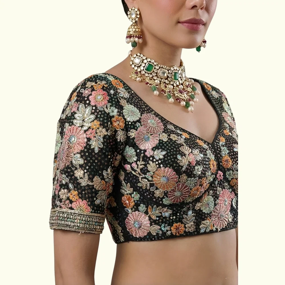 Black Color Sabyasachi Style Georgette Blouse — view 3