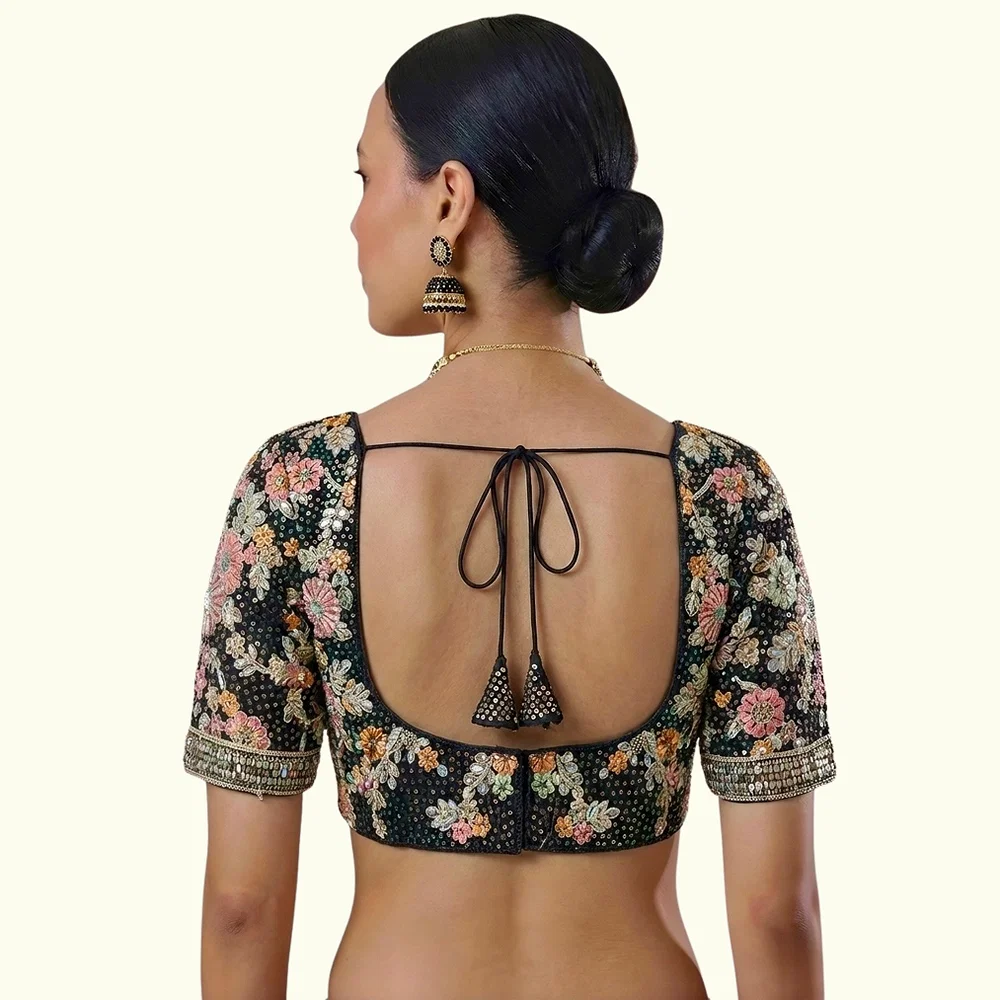 Black Color Sabyasachi Style Georgette Blouse — view 2