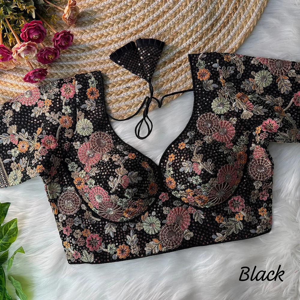 Black Color Sabyasachi Style Georgette Blouse — view 4