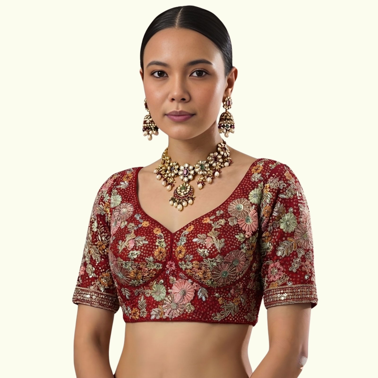 Maroon Color Sabyasachi Style Georgette Blouse