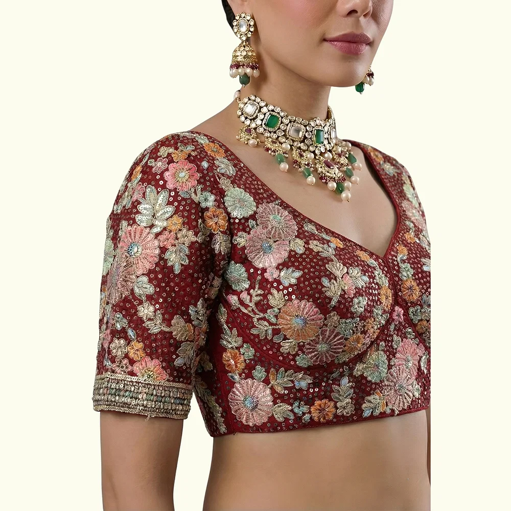 Maroon Color Sabyasachi Style Georgette Blouse — view 2