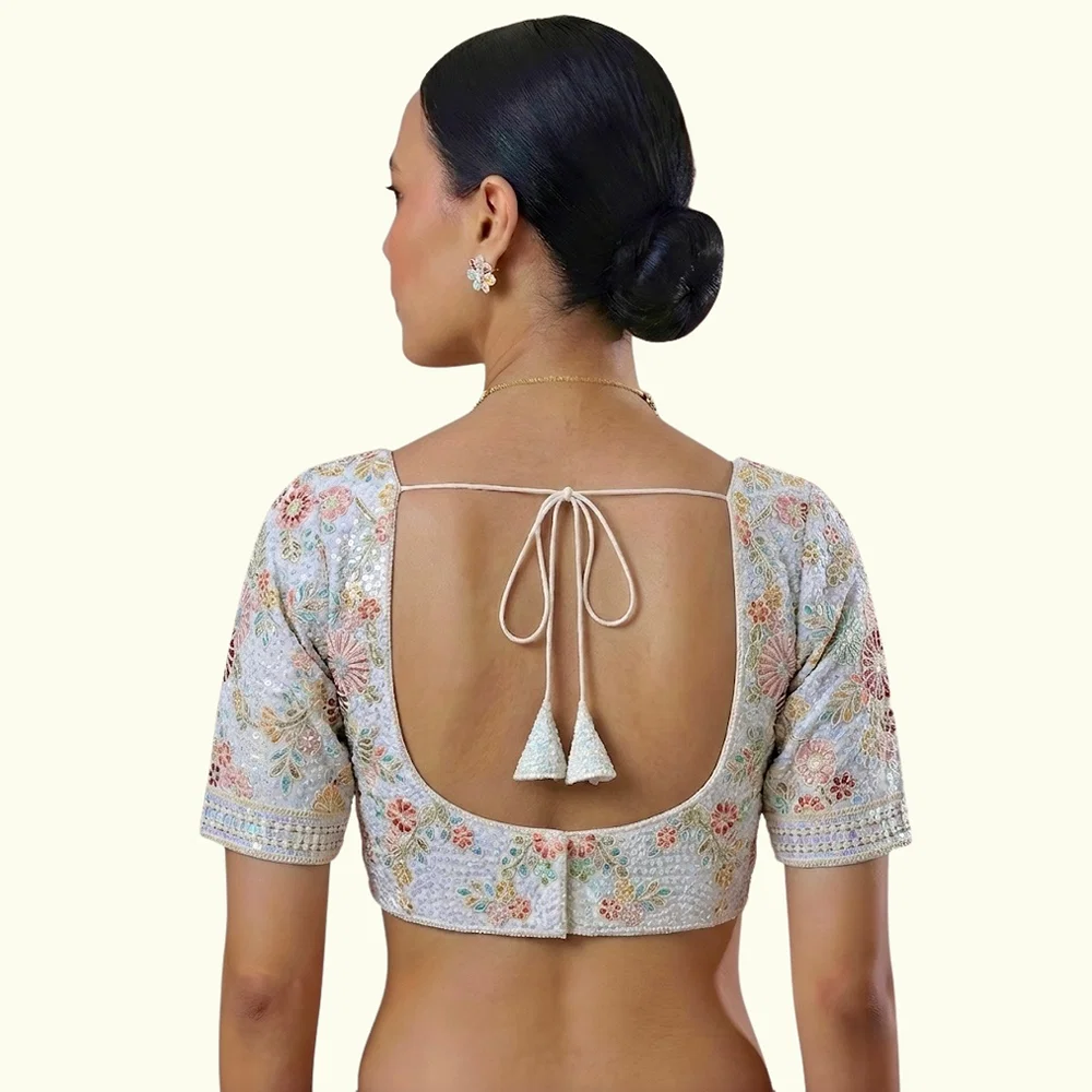 White Color Sabyasachi Style Georgette Blouse — view 3