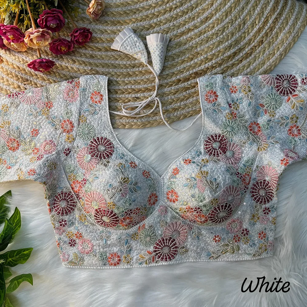 White Color Sabyasachi Style Georgette Blouse — view 4