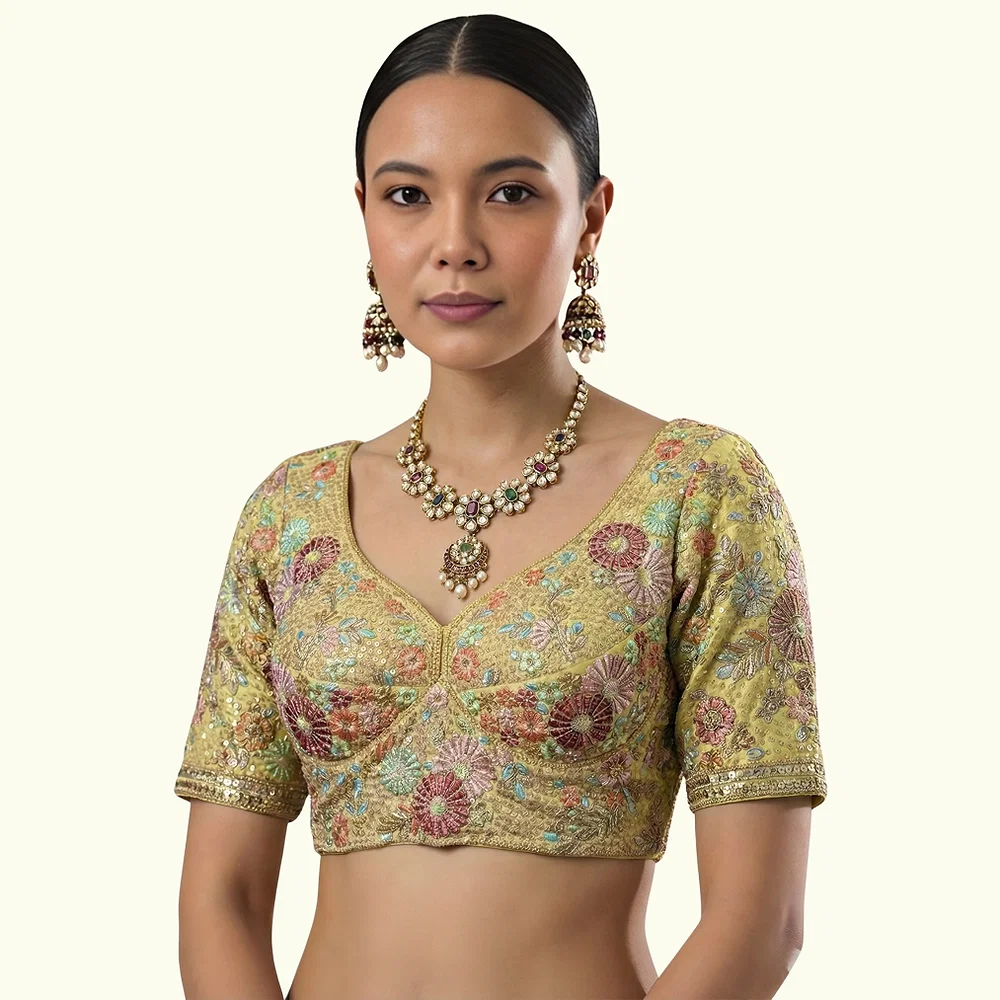 Gold Color Sabyasachi Style Georgette Blouse — view 1