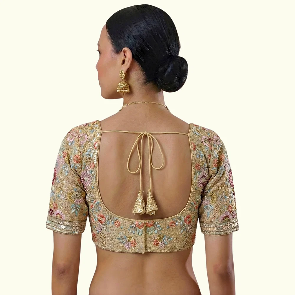 Gold Color Sabyasachi Style Georgette Blouse — view 2