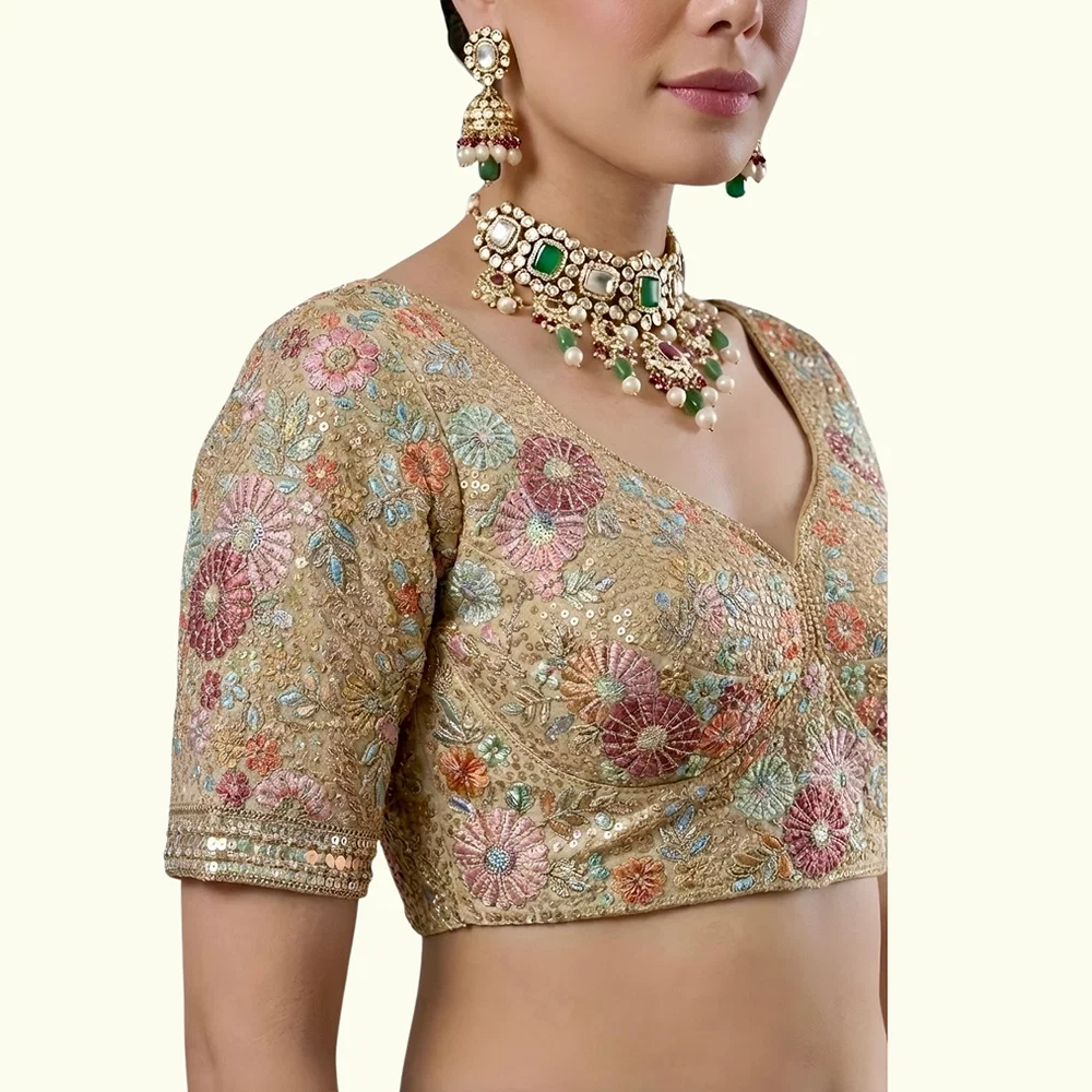 Gold Color Sabyasachi Style Georgette Blouse — view 3
