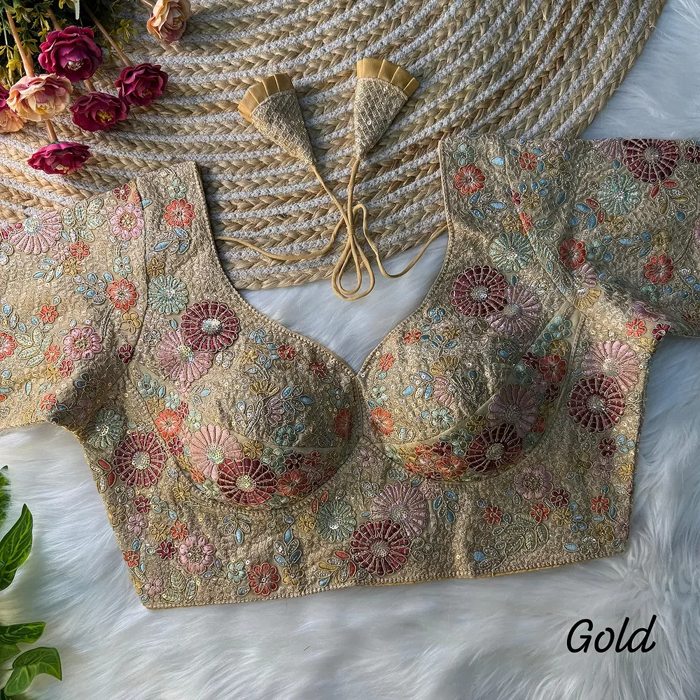 Gold Color Sabyasachi Style Georgette Blouse — view 4