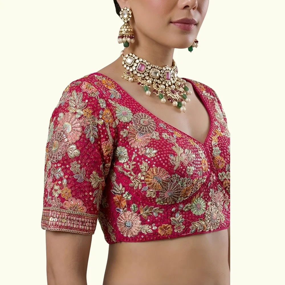 Rani Color Sabyasachi Style Georgette Blouse — view 2