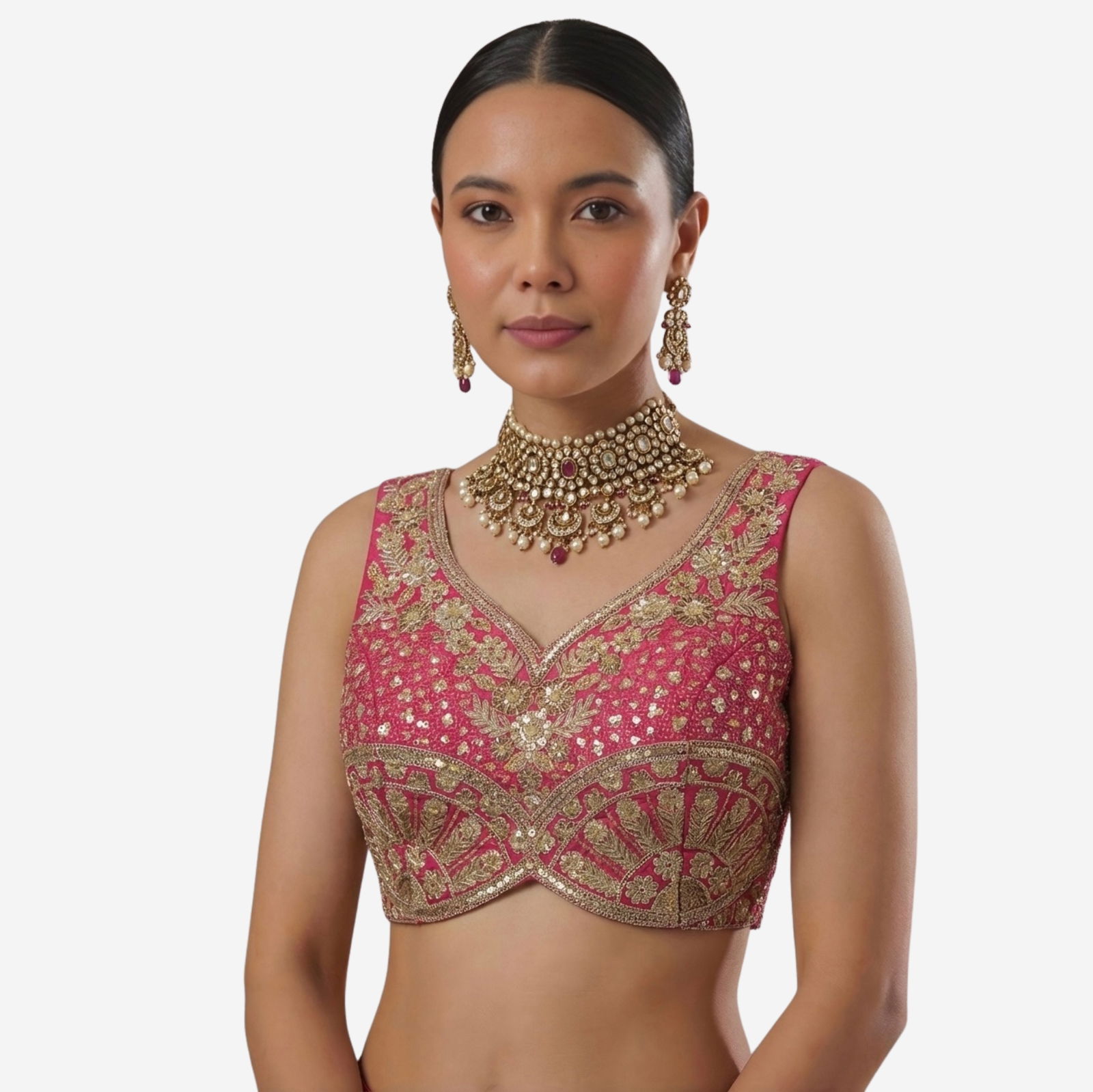 Rani Zari & Sequins Work  Partywear Sleeveless  Blouse