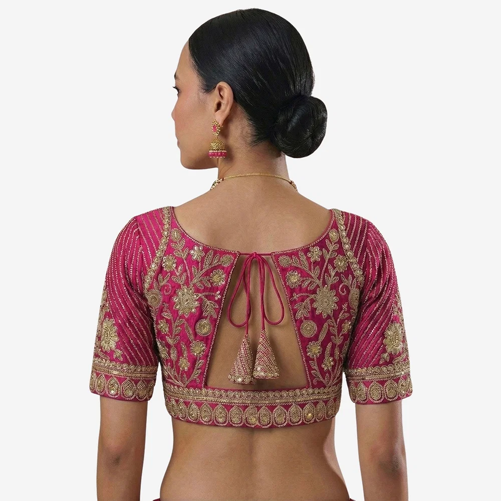 Rani Zari Work Partywear Half Sleeve Heavy Designer Blouse — view 2