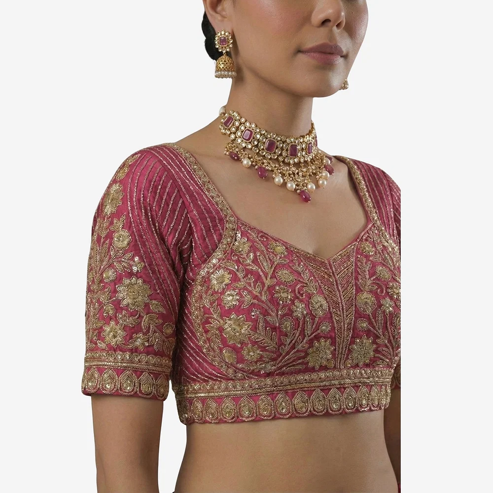 Rani Zari Work Partywear Half Sleeve Heavy Designer Blouse — view 3