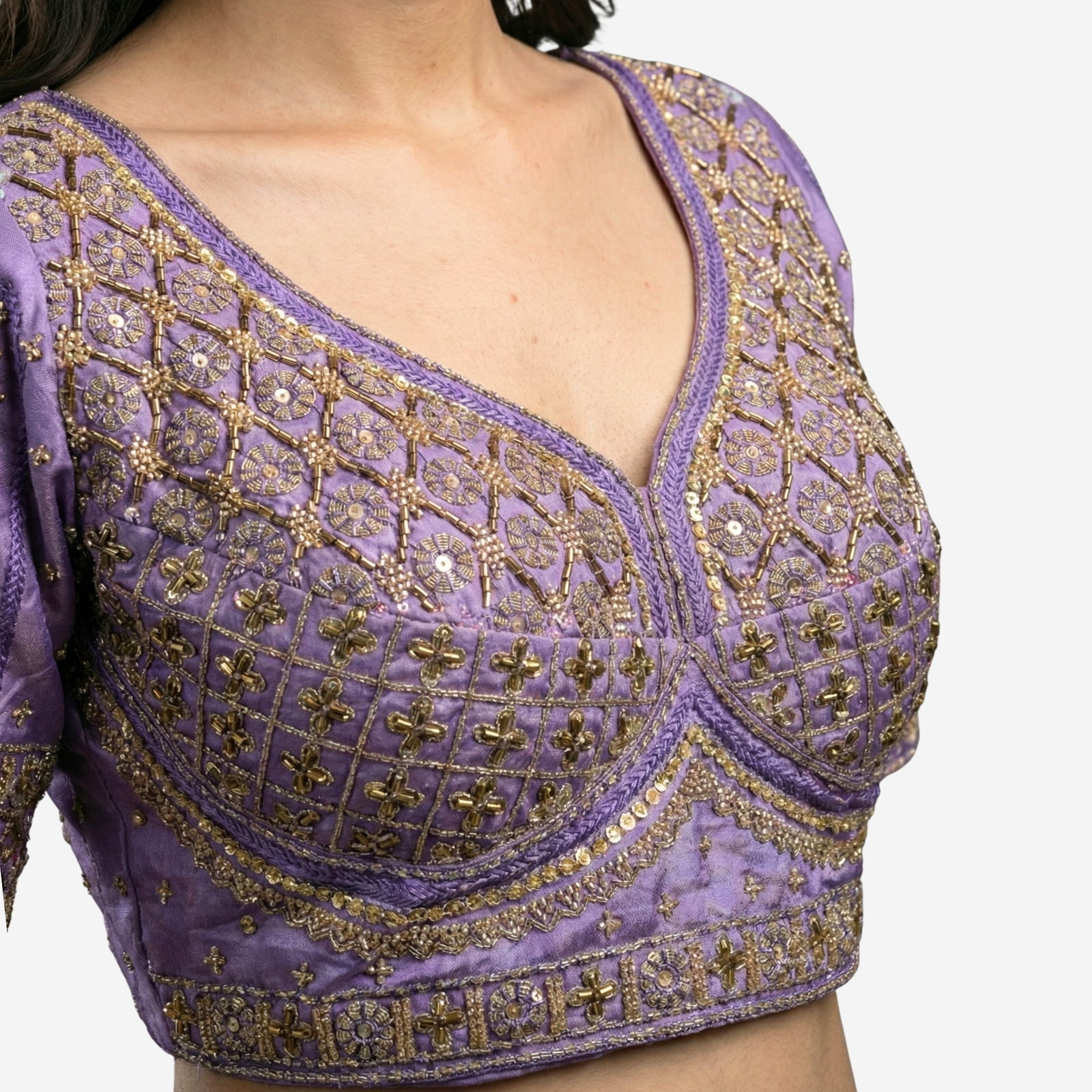 Lavender Heavy Stars & Beads Bridal Partywear Blouse