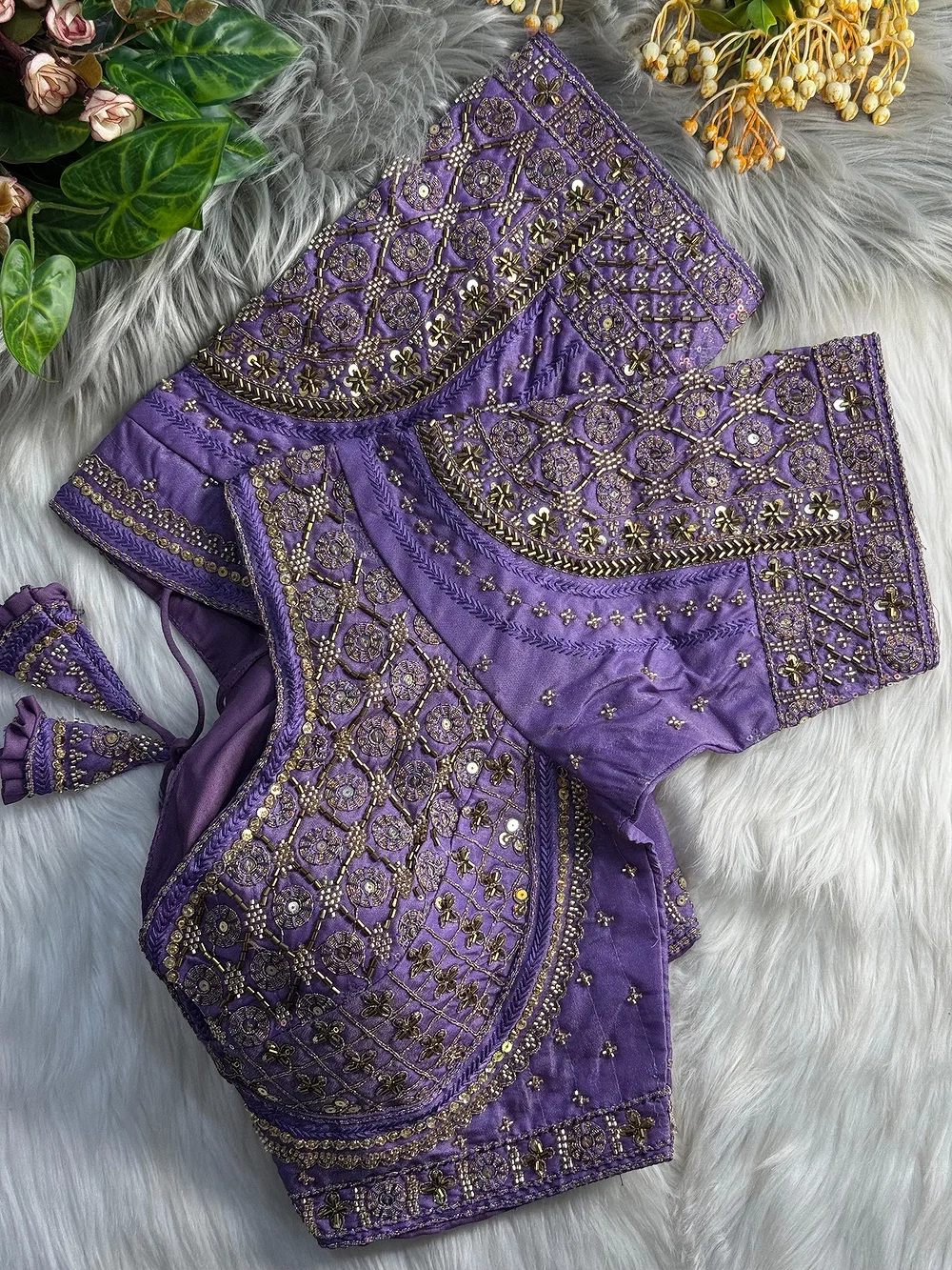 Lavender Heavy Stars & Beads Bridal Partywear Blouse — view 3