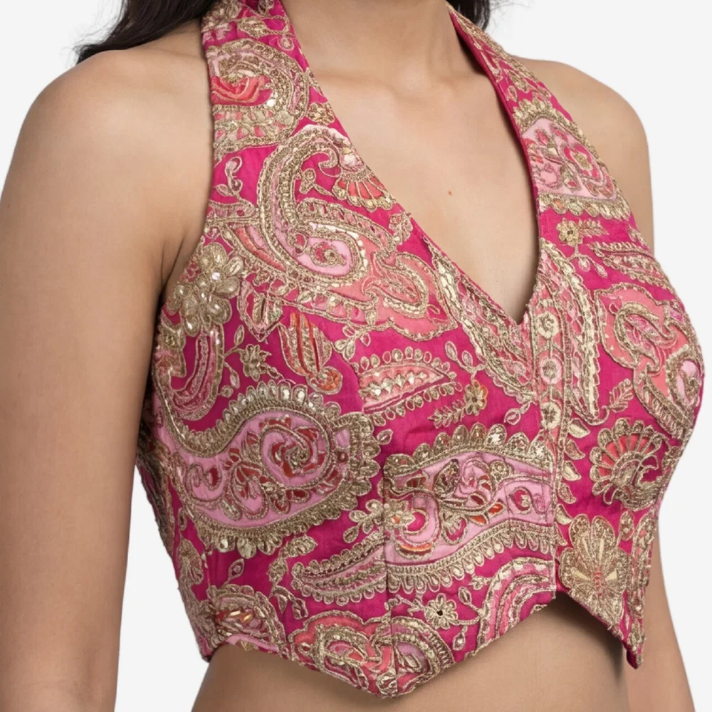 Rani Position Print Halter Neck Readymade Blouse — view 1