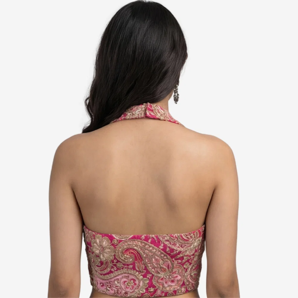 Rani Position Print Halter Neck Readymade Blouse — view 3