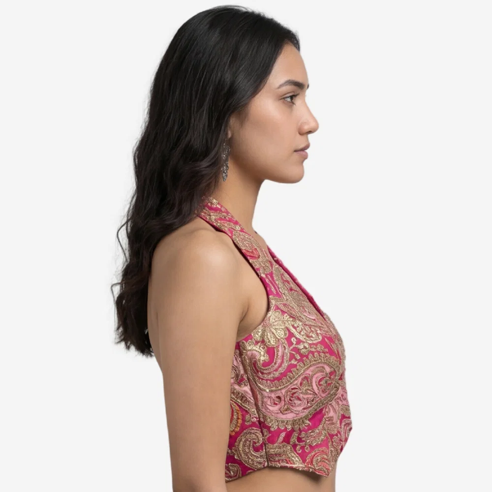 Rani Position Print Halter Neck Readymade Blouse — view 5
