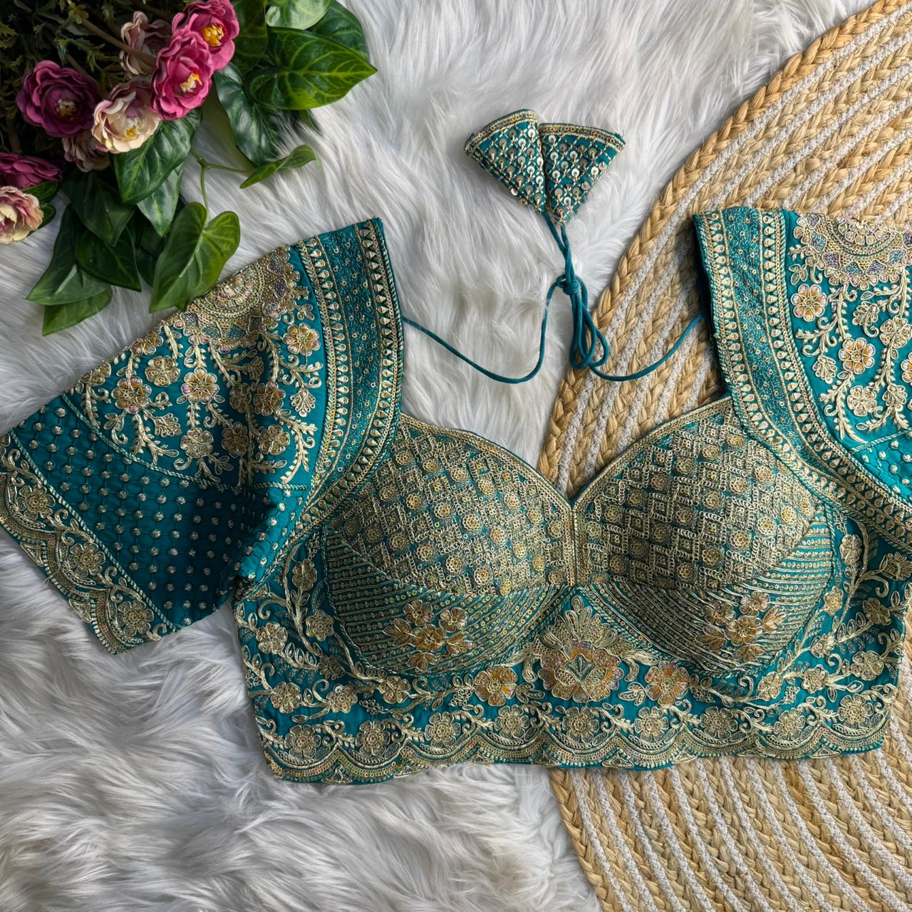 Rama Madhubala Styles Inspired Heavy Zari Work Bridal Blouse 