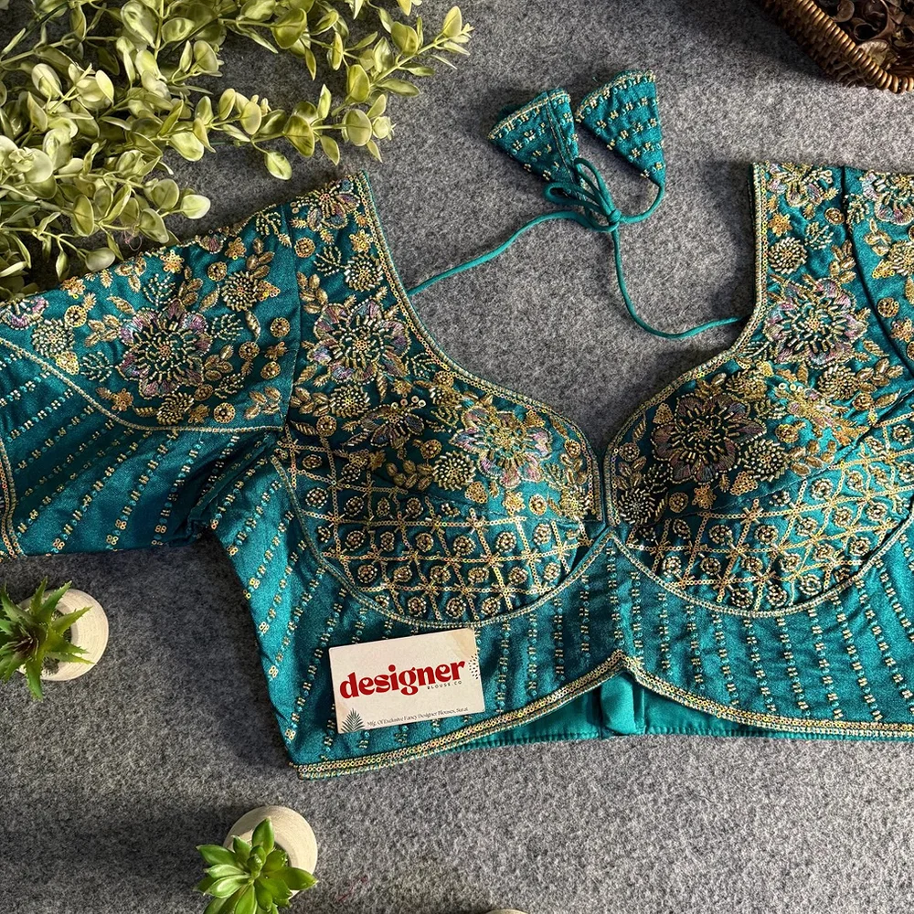 Rama Italian Silk Beads & Embroidery Work Designer Blouse — view 1