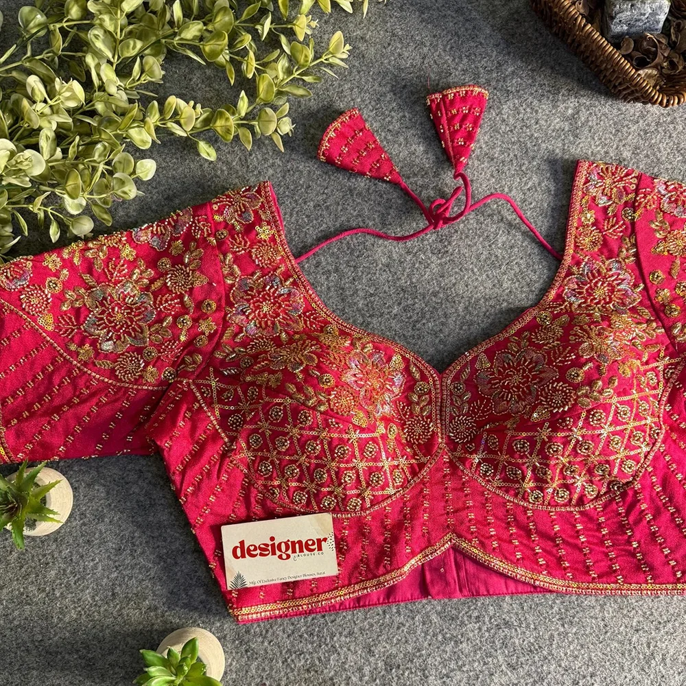 Rani Italian Silk Beads & Embroidery Work Designer Blouse — view 1
