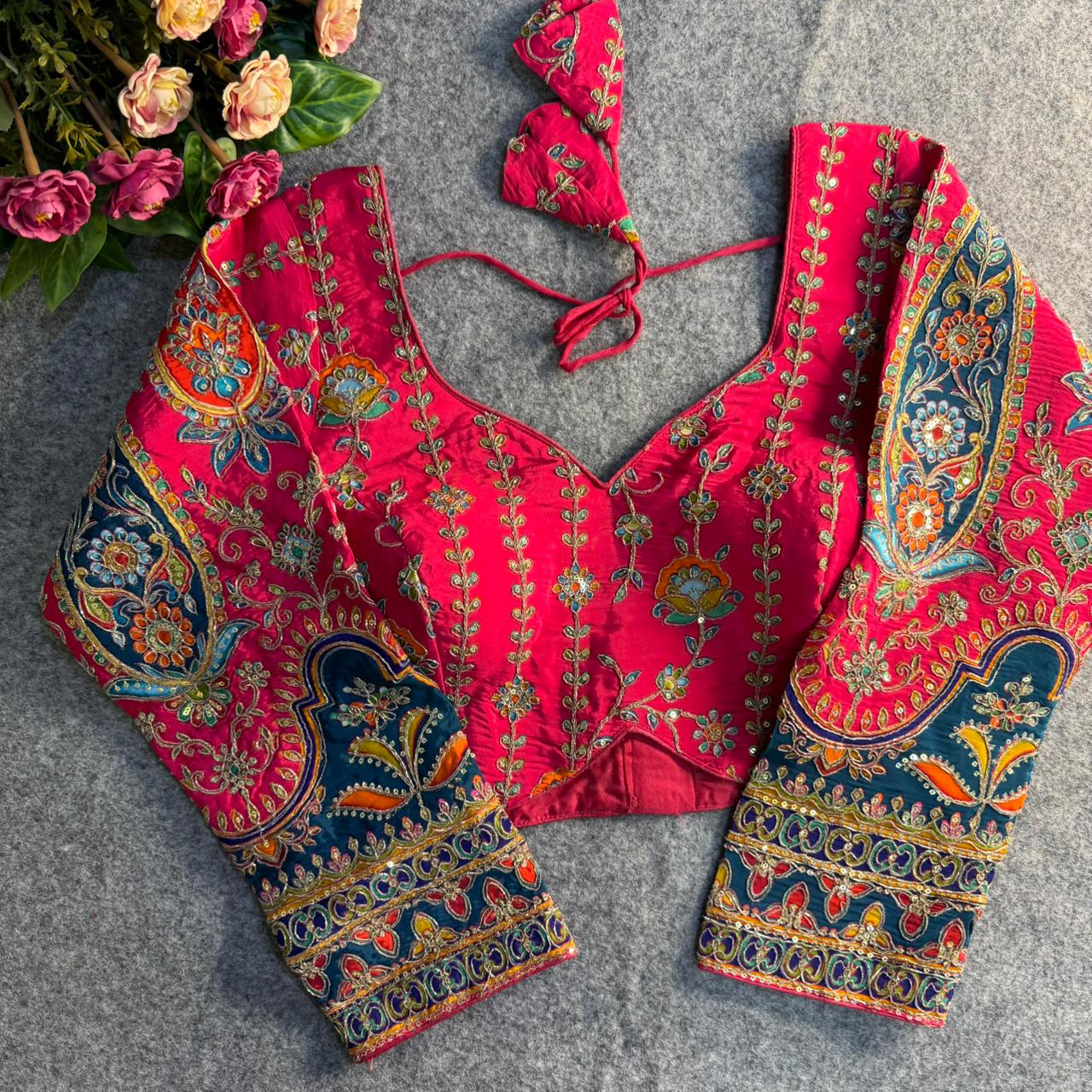 Rani Position Work Pure Soft Crepe Silk Designer Full Sleeve Blouse