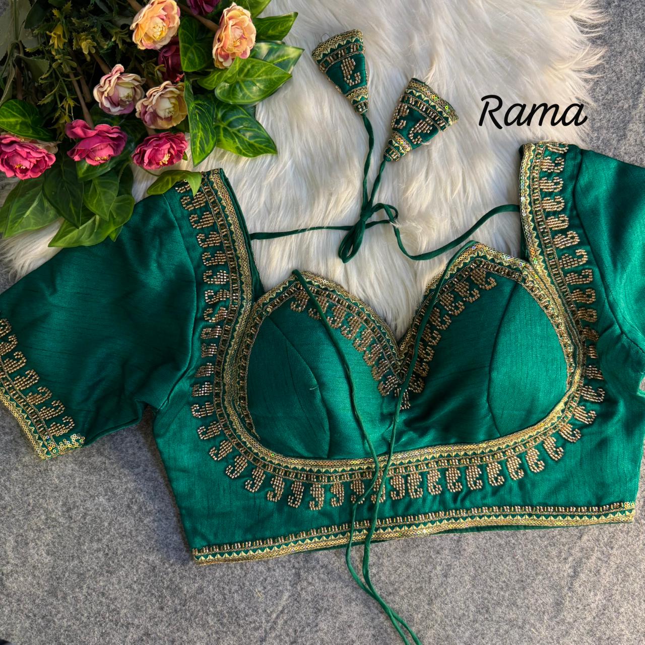 Rama Masaba Style Italian Silk Beads Work Bridal Blouse