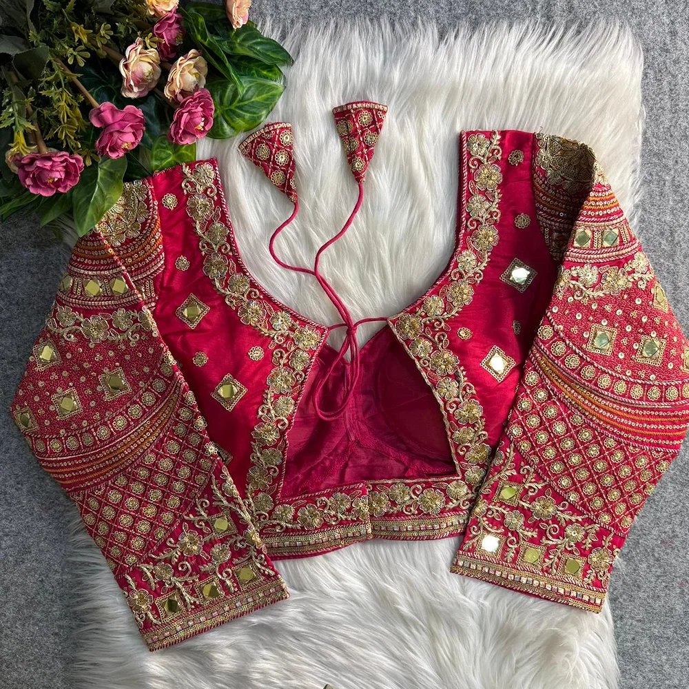 Rani Italian Silk Handwork & Mirror Work Long Sleeves Blouse — view 3