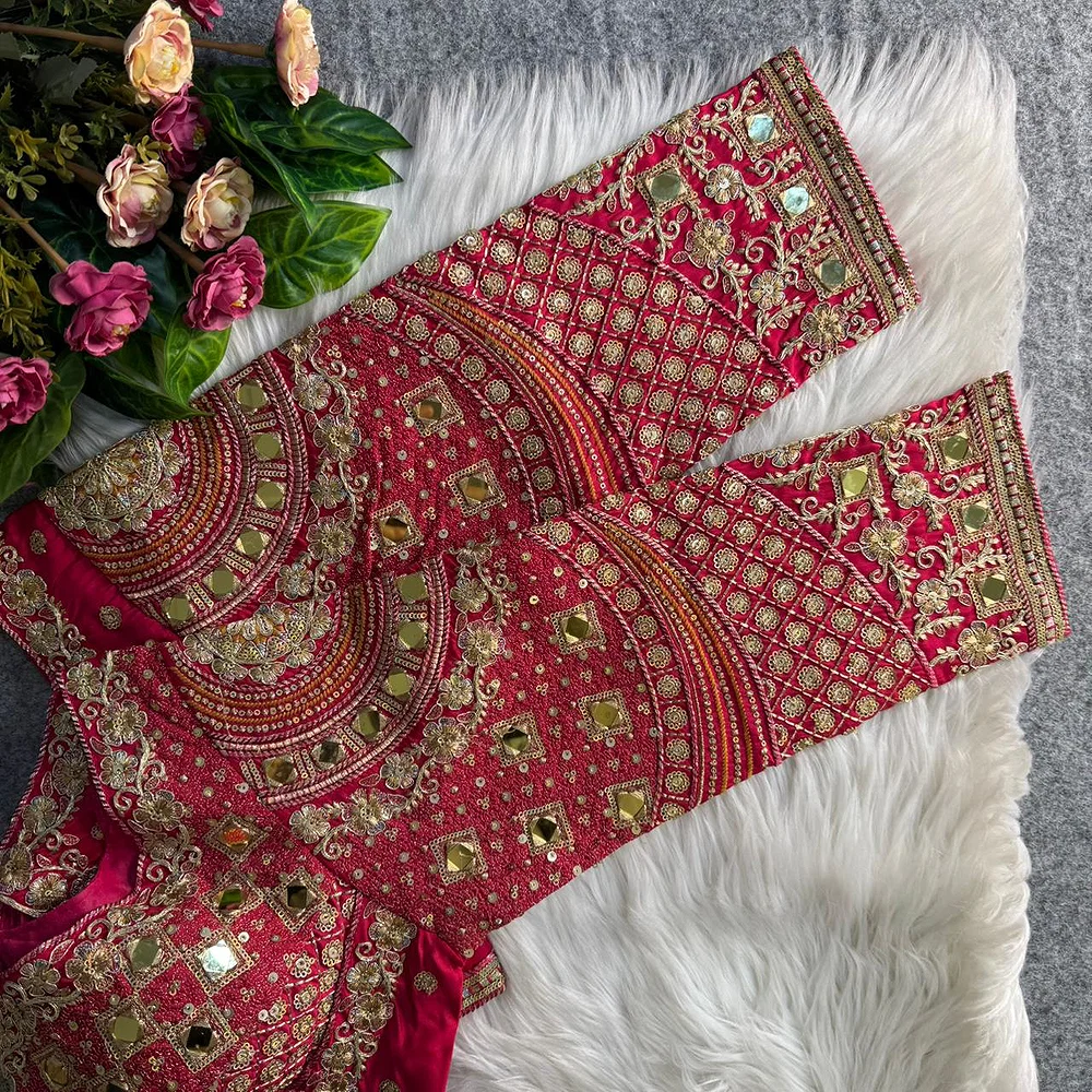 Rani Italian Silk Handwork & Mirror Work Long Sleeves Blouse — view 4