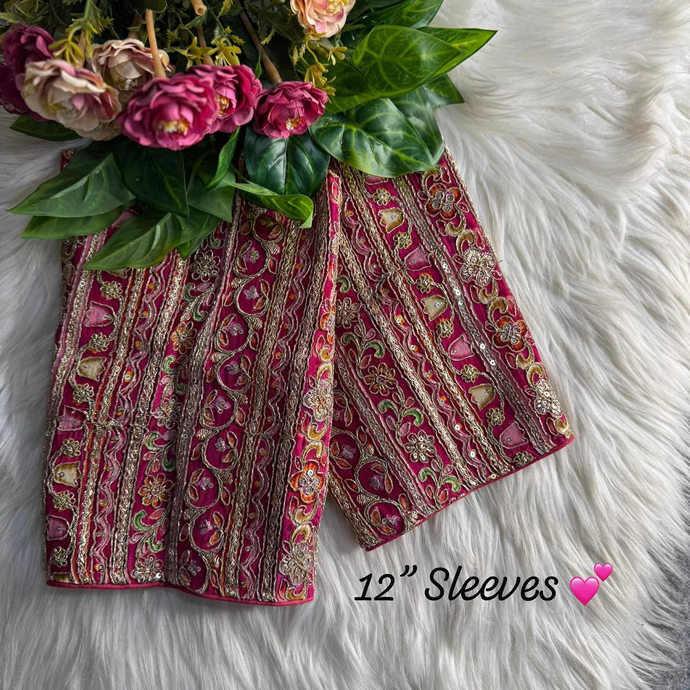 Rani Heavy Position Work Sabyasachi Style Deep Neck Designer Blouse — view 3