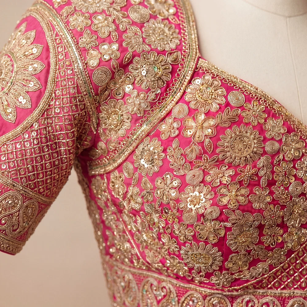 Rani Silk Designer Blouse with Heavy Zari & Floral Embroidery Work — view 3