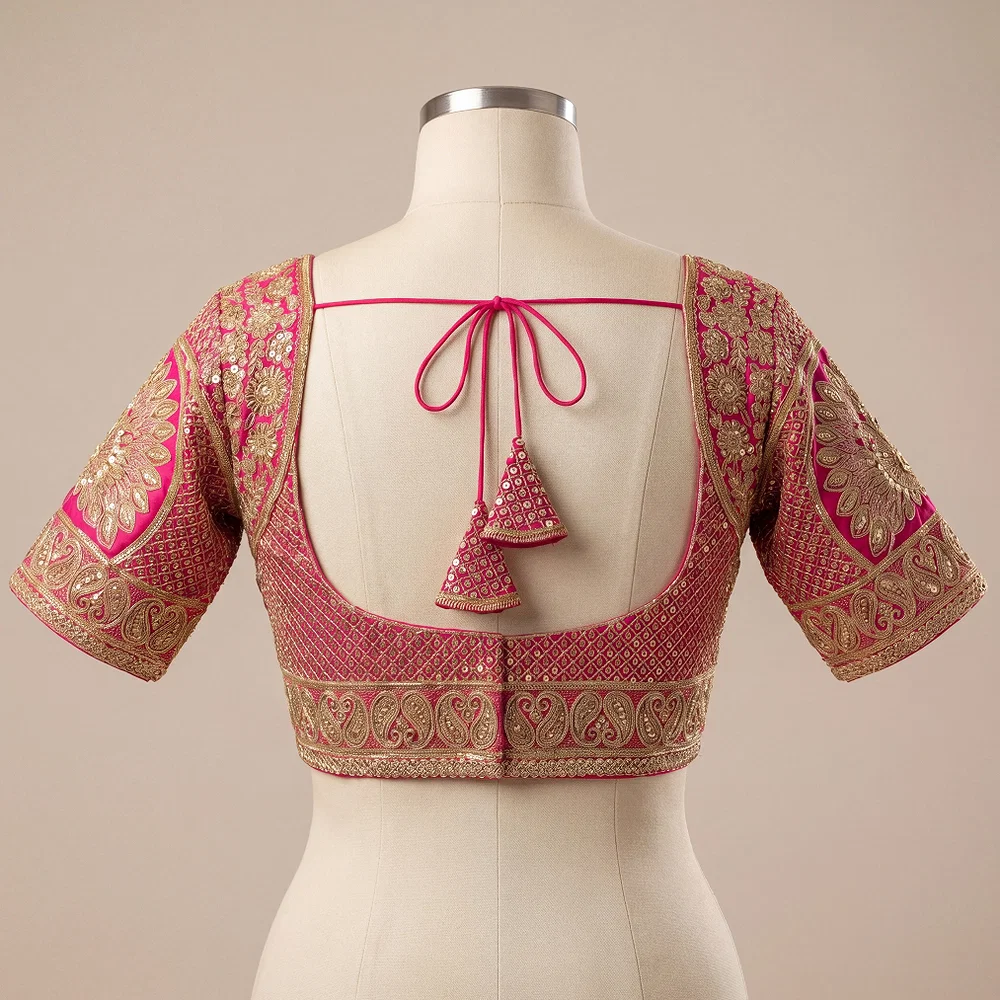 Rani Silk Designer Blouse with Heavy Zari & Floral Embroidery Work — view 2