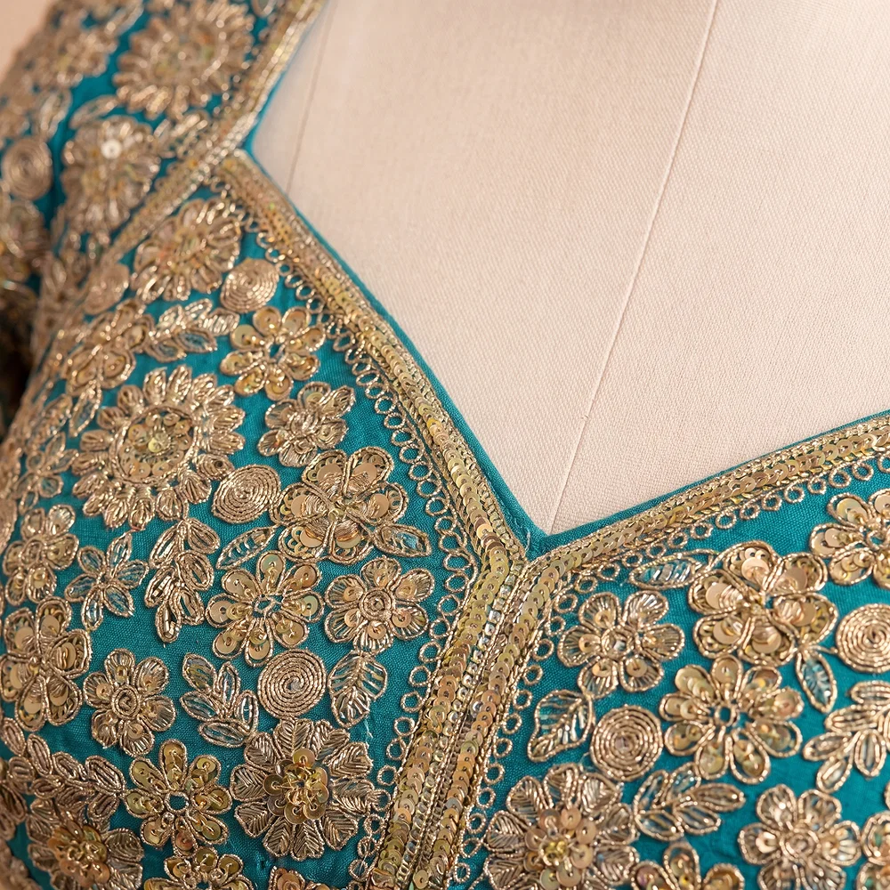 Rama Silk Designer Blouse with Heavy Zari & Floral Embroidery Work — view 2