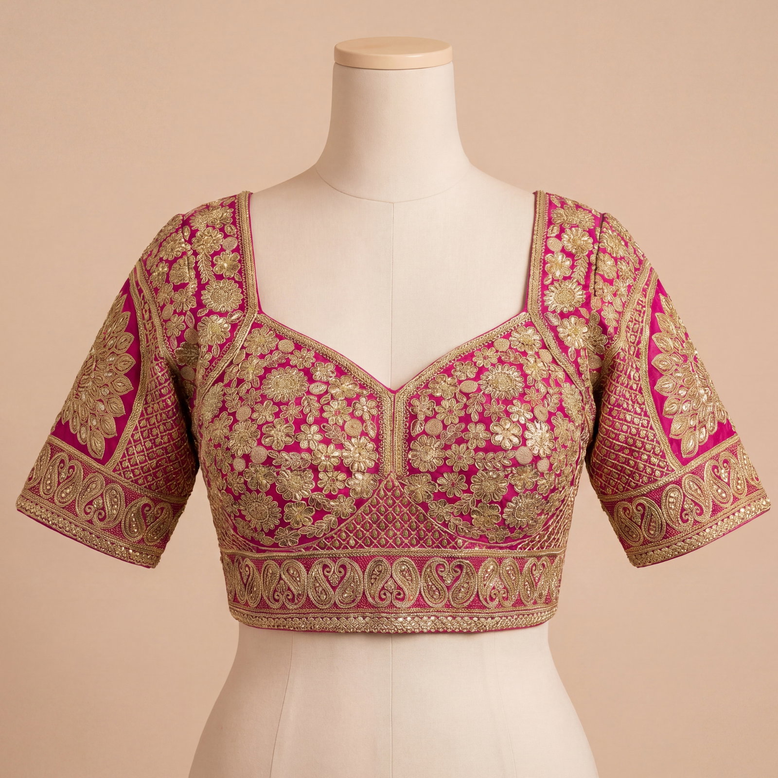 Rani Silk Designer Blouse with Heavy Zari & Floral Embroidery Work