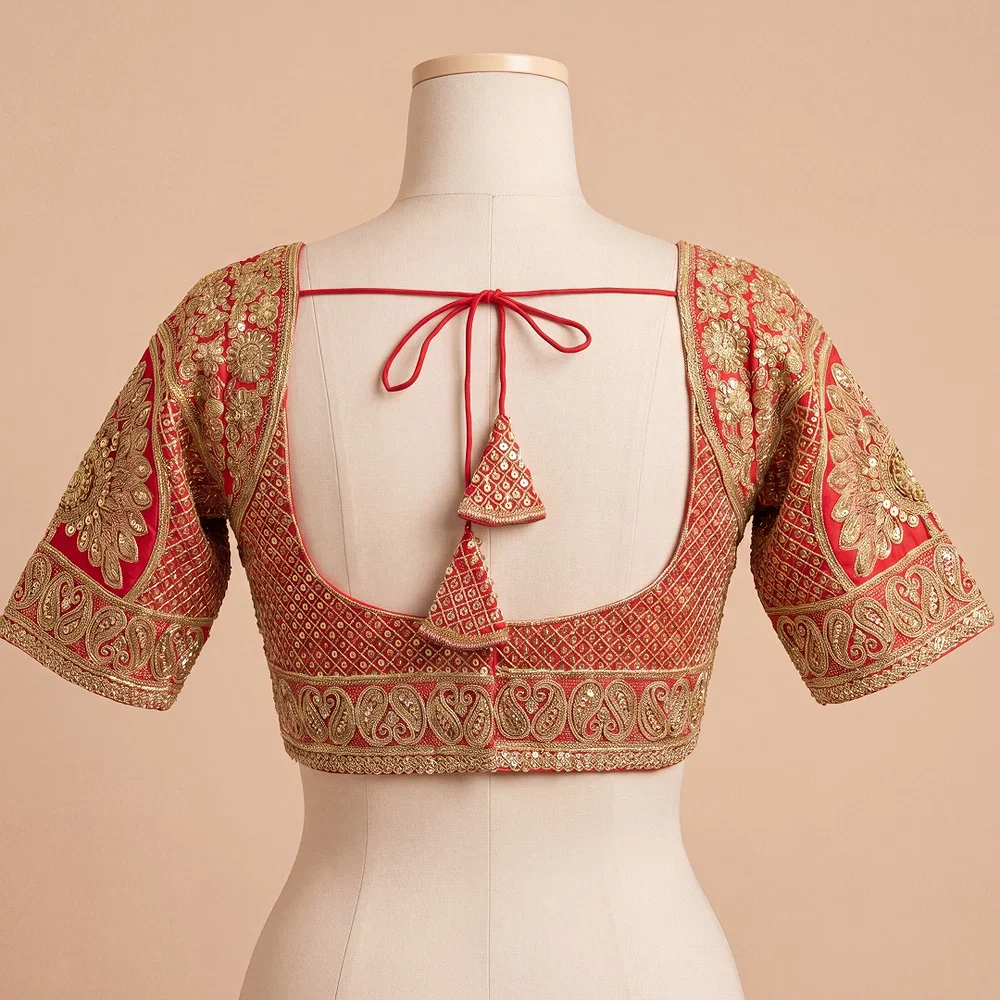 Maroon Silk Designer Blouse with Heavy Zari & Floral Embroidery Work — view 2
