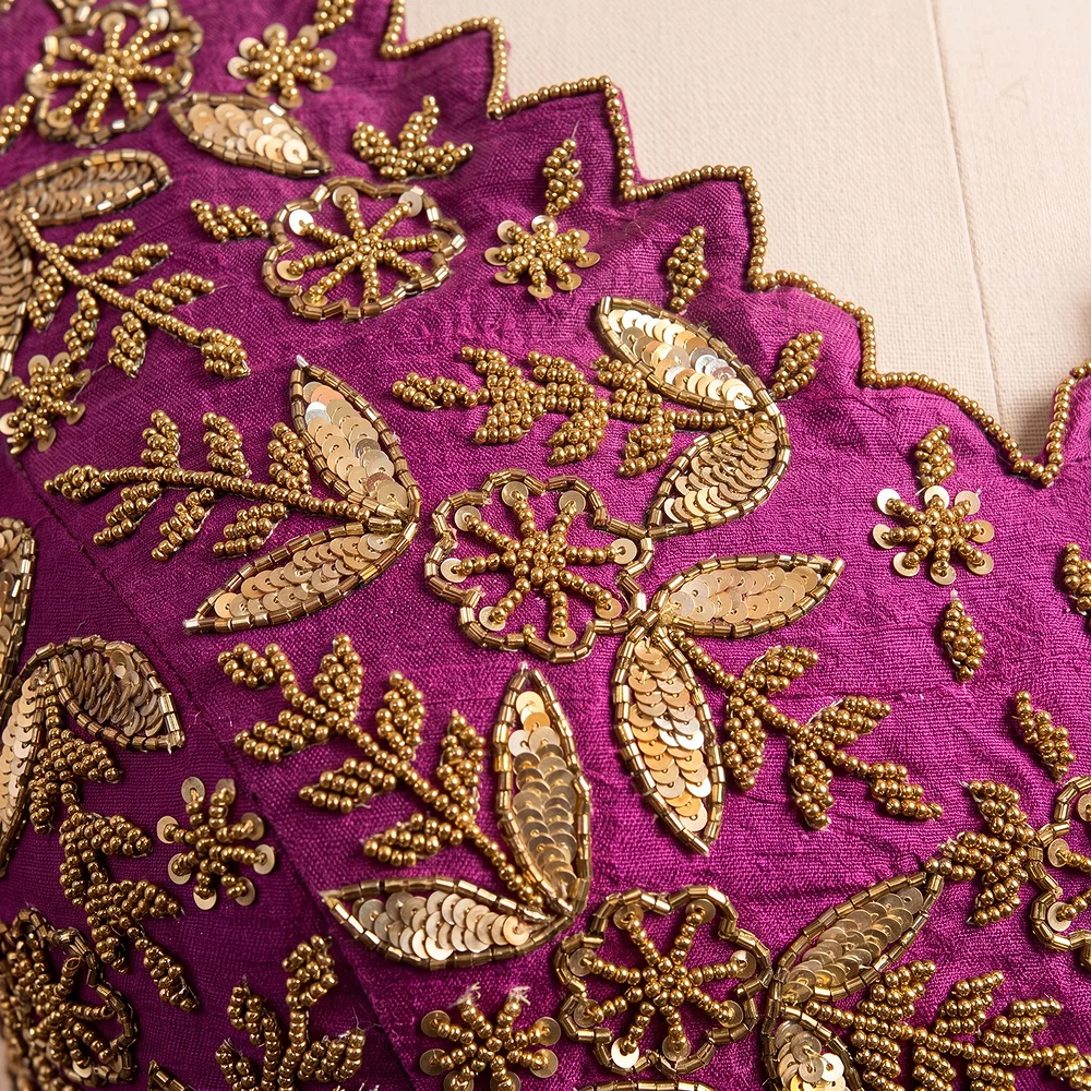 Zardosi Handwork Purple Raw Silk Partywear Blouse — view 3