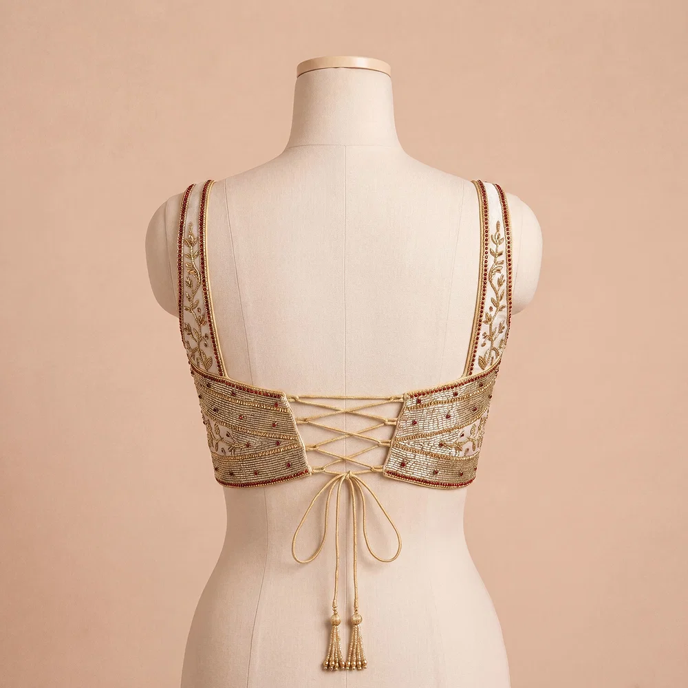Golden Handwork Sweetheart Neck with Spaghetti Straps — view 4