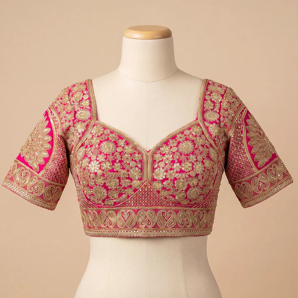Rani Silk Designer Blouse with Heavy Zari & Floral Embroidery Work — view 4