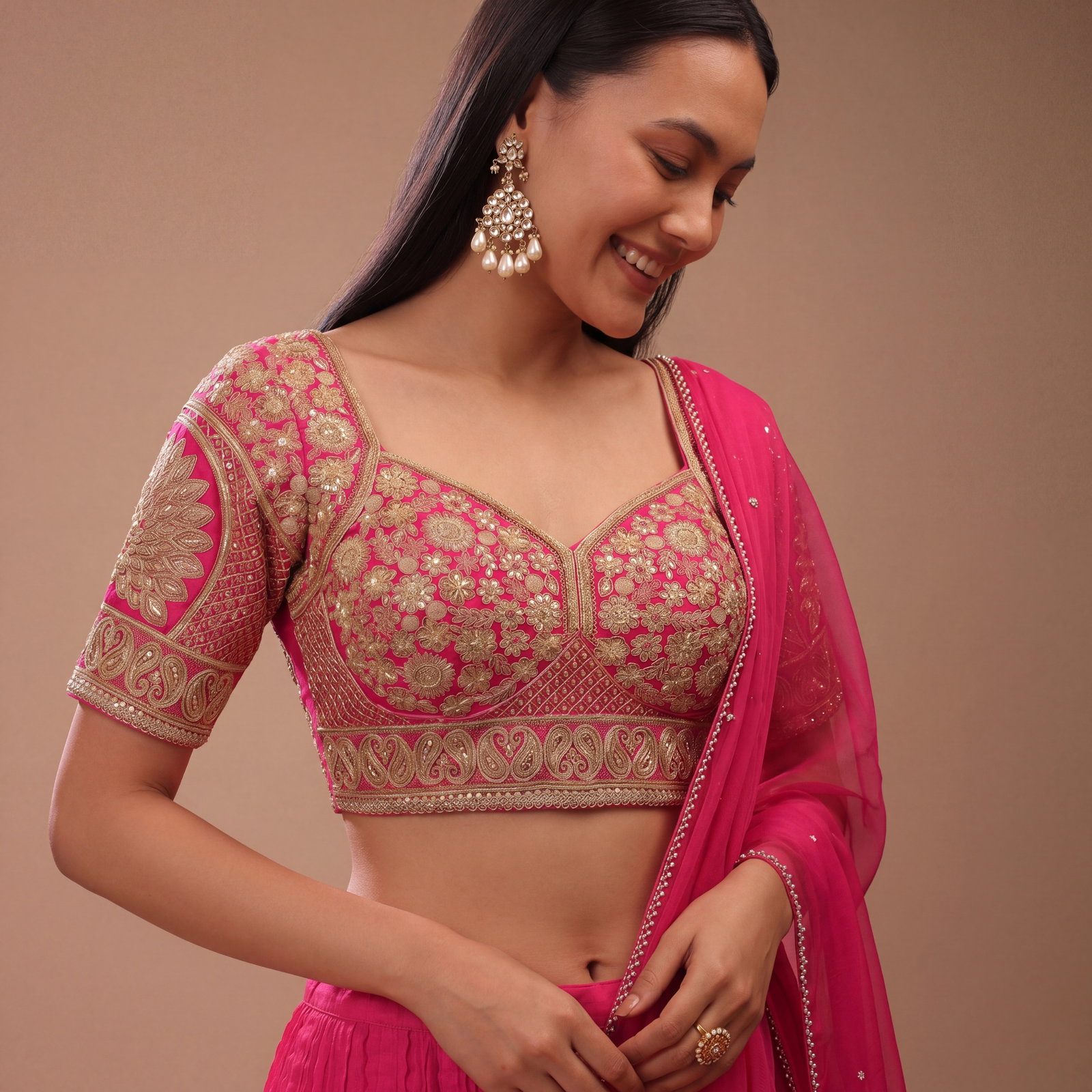 Rani Silk Designer Blouse with Heavy Zari & Floral Embroidery Work