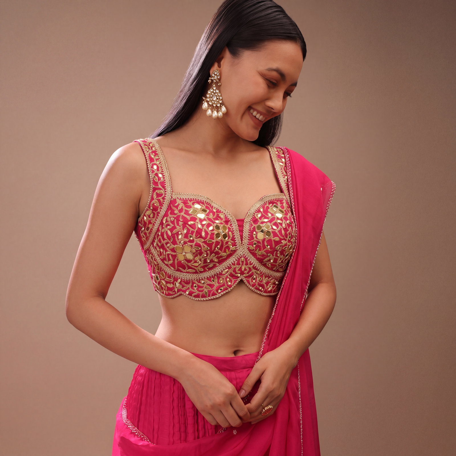 Rani Bridal Mirror Work Designer Blouse with Heavy Zari Embroidery