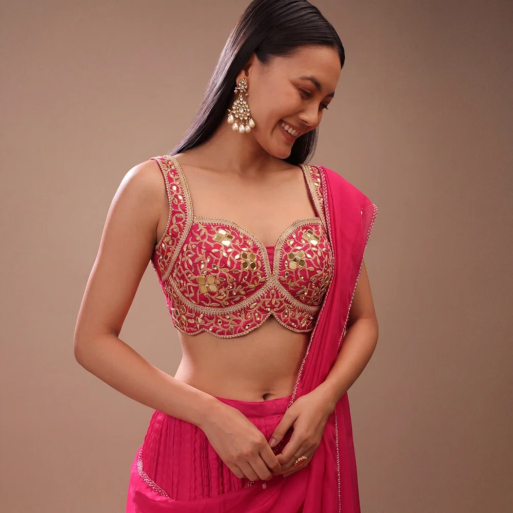 Rani Bridal Mirror Work Designer Blouse with Heavy Zari Embroidery — view 1
