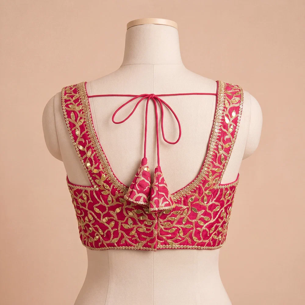 Rani Bridal Mirror Work Designer Blouse with Heavy Zari Embroidery — view 3