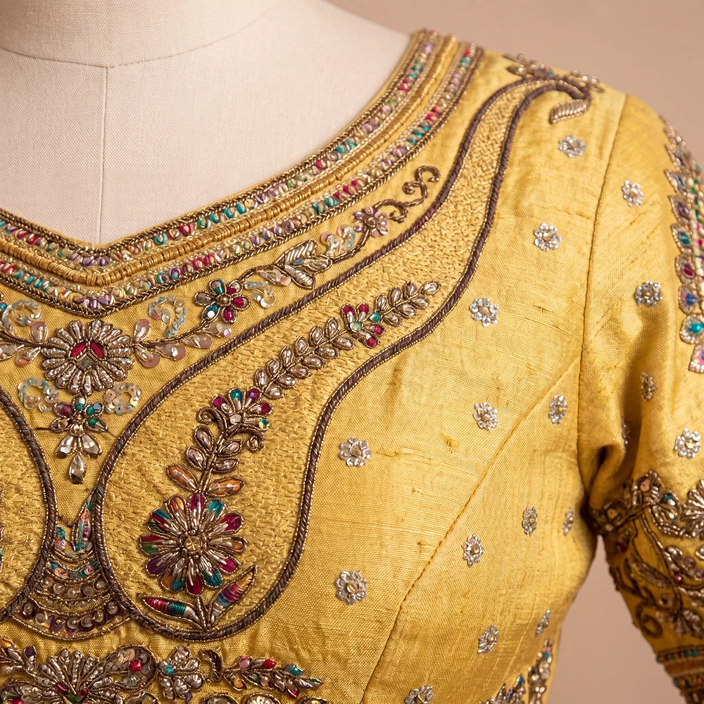 Gold Color Bridal Bliss Apple-Cut Codding Work Blouse — view 2