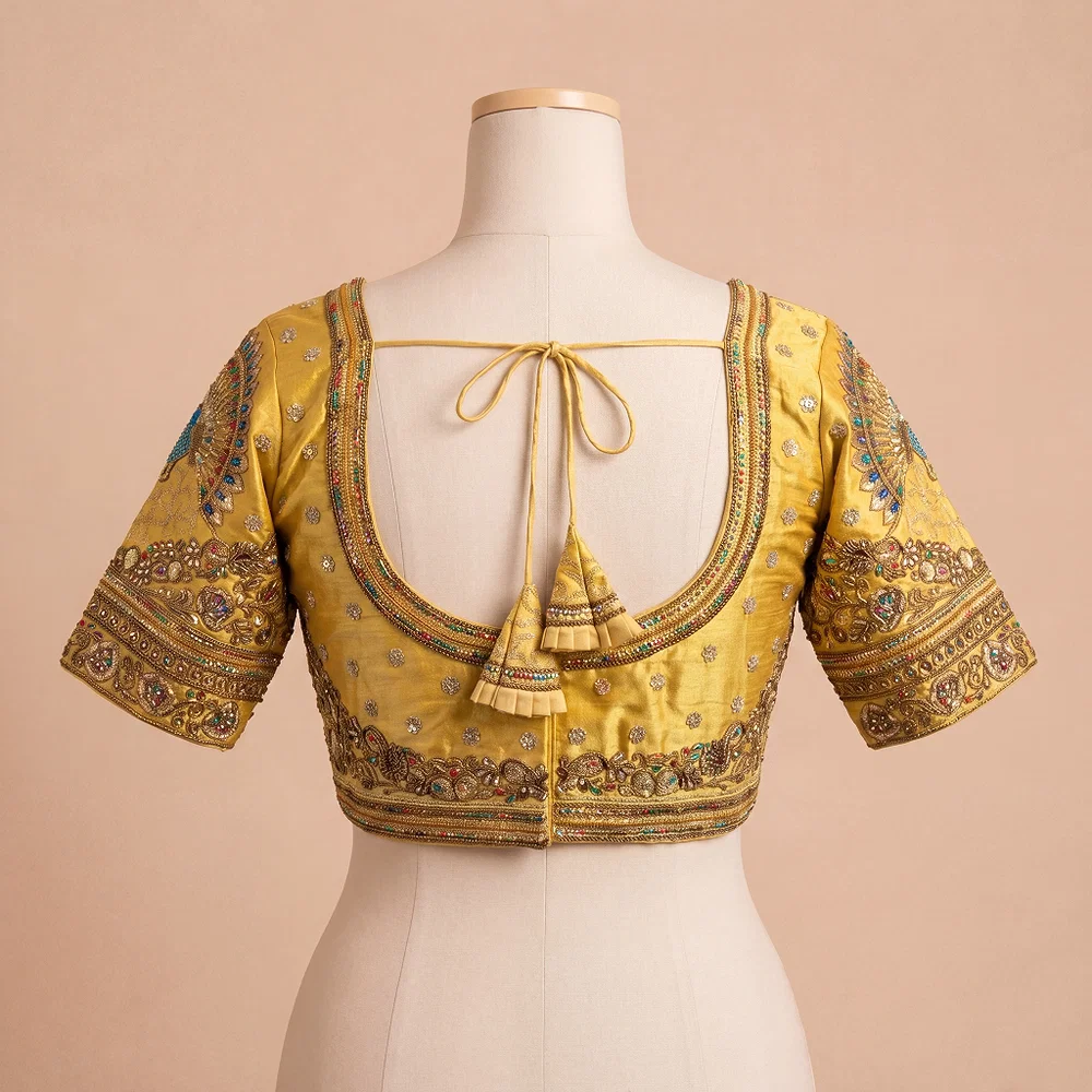 Gold Color Bridal Bliss Apple-Cut Codding Work Blouse — view 4