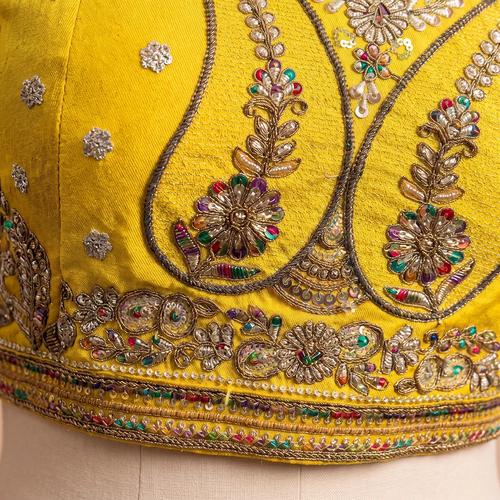Yellow Color Bridal Bliss Apple-Cut Codding Work Blouse — view 3