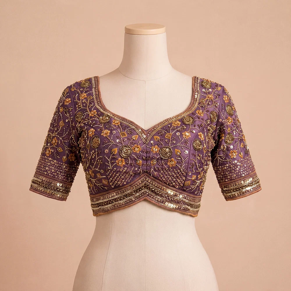 Wine Colour Heavy Handwork Party Blouse — view 2